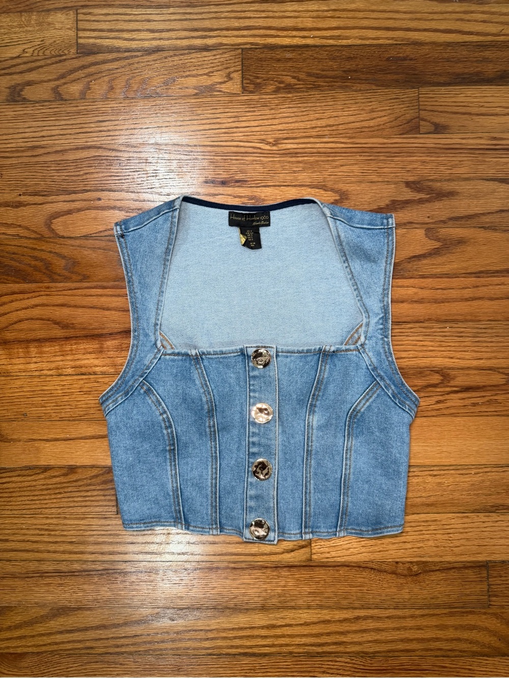 House of Harlow 1960 structured denim corset vest